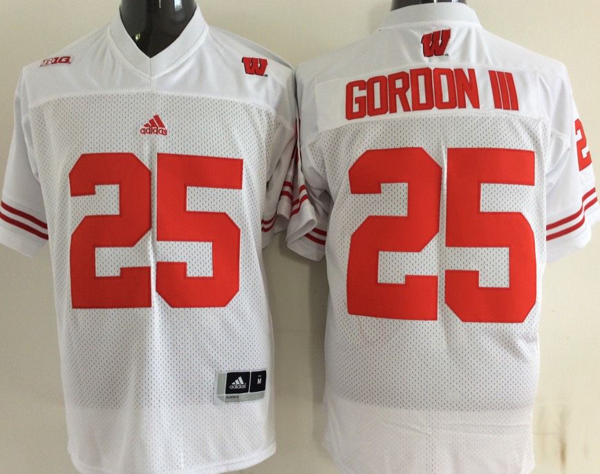 Men Wisconsin Badgers 25 Gordon iii White Elite 2025 NCAA Jersey